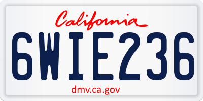 CA license plate 6WIE236