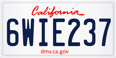 CA license plate 6WIE237