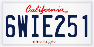 CA license plate 6WIE251