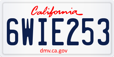CA license plate 6WIE253