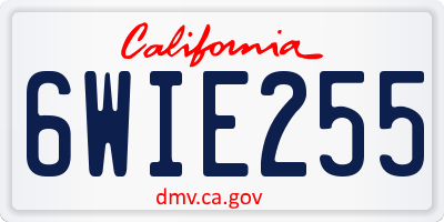 CA license plate 6WIE255