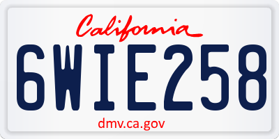 CA license plate 6WIE258