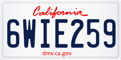 CA license plate 6WIE259