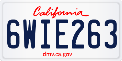 CA license plate 6WIE263