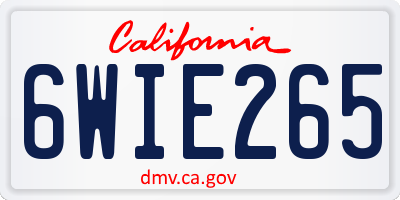 CA license plate 6WIE265