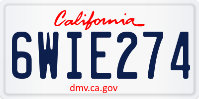 CA license plate 6WIE274