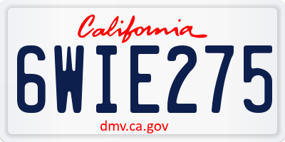 CA license plate 6WIE275