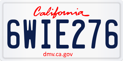 CA license plate 6WIE276