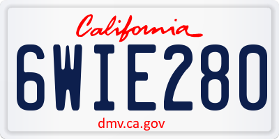 CA license plate 6WIE280