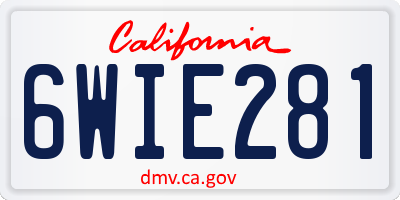 CA license plate 6WIE281