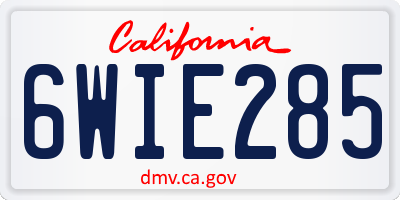 CA license plate 6WIE285