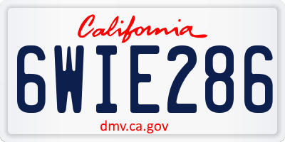CA license plate 6WIE286