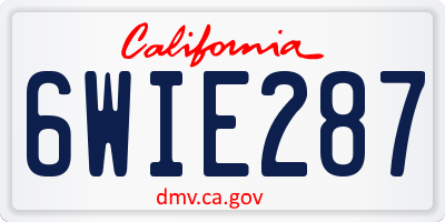 CA license plate 6WIE287