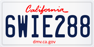 CA license plate 6WIE288