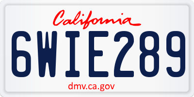 CA license plate 6WIE289