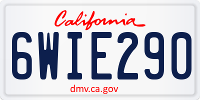 CA license plate 6WIE290