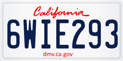 CA license plate 6WIE293