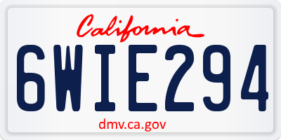 CA license plate 6WIE294