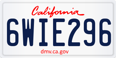 CA license plate 6WIE296