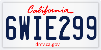 CA license plate 6WIE299