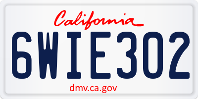 CA license plate 6WIE302