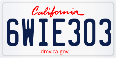 CA license plate 6WIE303
