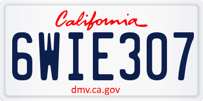 CA license plate 6WIE307
