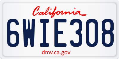 CA license plate 6WIE308