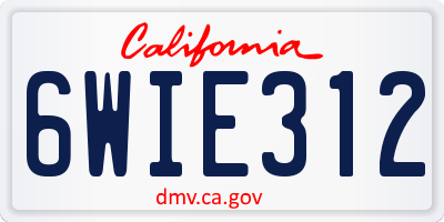 CA license plate 6WIE312
