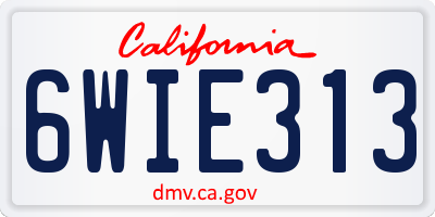 CA license plate 6WIE313