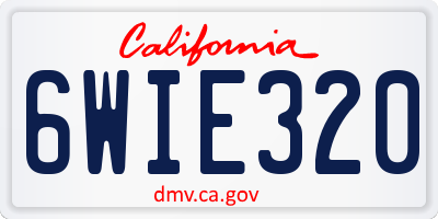 CA license plate 6WIE320