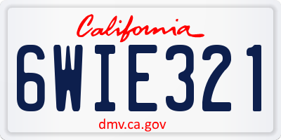 CA license plate 6WIE321