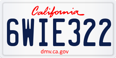CA license plate 6WIE322