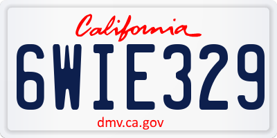 CA license plate 6WIE329