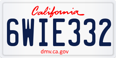 CA license plate 6WIE332