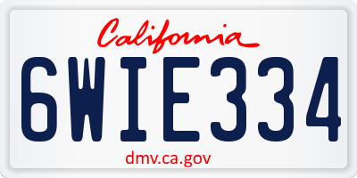 CA license plate 6WIE334