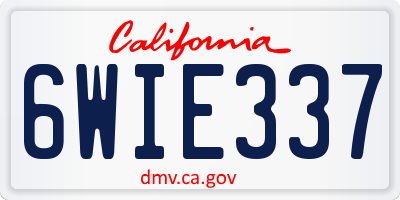 CA license plate 6WIE337
