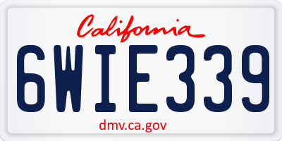 CA license plate 6WIE339