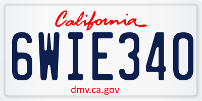 CA license plate 6WIE340