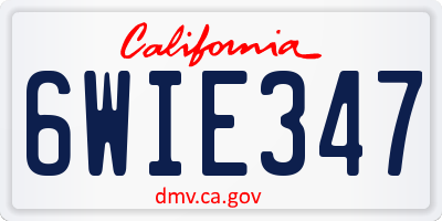 CA license plate 6WIE347