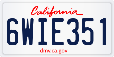 CA license plate 6WIE351