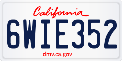 CA license plate 6WIE352