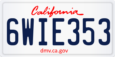 CA license plate 6WIE353
