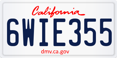 CA license plate 6WIE355