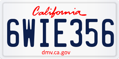 CA license plate 6WIE356