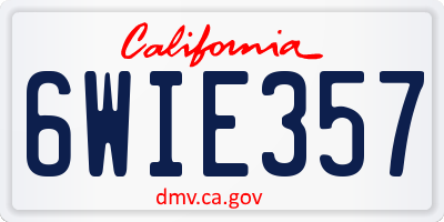 CA license plate 6WIE357