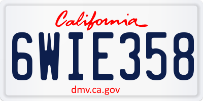 CA license plate 6WIE358