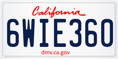 CA license plate 6WIE360