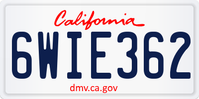 CA license plate 6WIE362