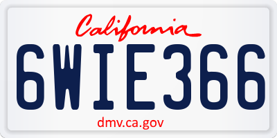 CA license plate 6WIE366